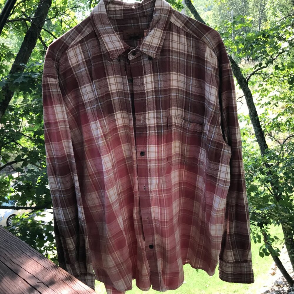 Ombre Bleached Flannel Shirt Upcycled, Painted Thankful Gnomes Plus Size XL - Picture 5 of 12